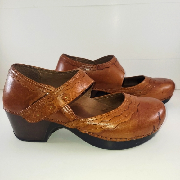 Dansko Brown Leather "Harlow" Clogs Mary Janes 41 - Picture 5 of 7
